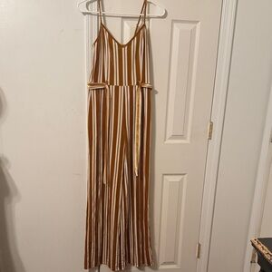 Forever 21 Brown and White Striped Jumpsuit